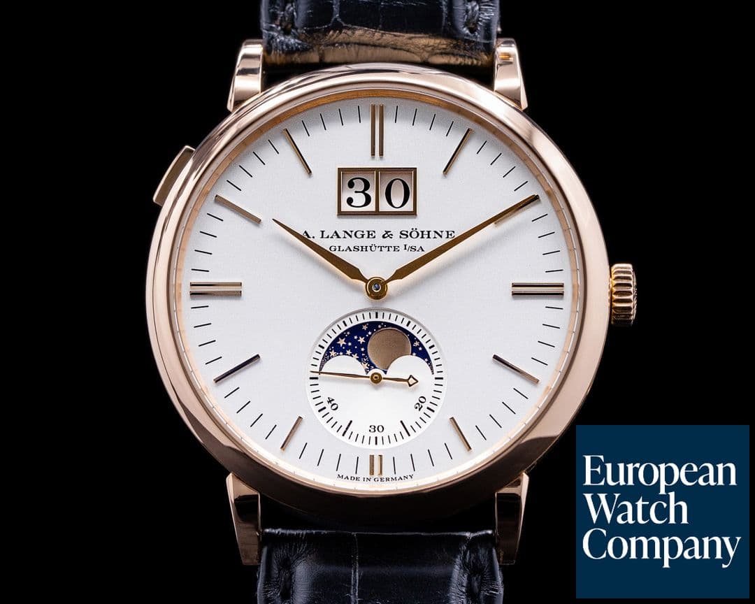 Image of A. Lange and Sohne Saxonia 384.032 Moon Phase Automatik 18K Rose Gold Silver Dial