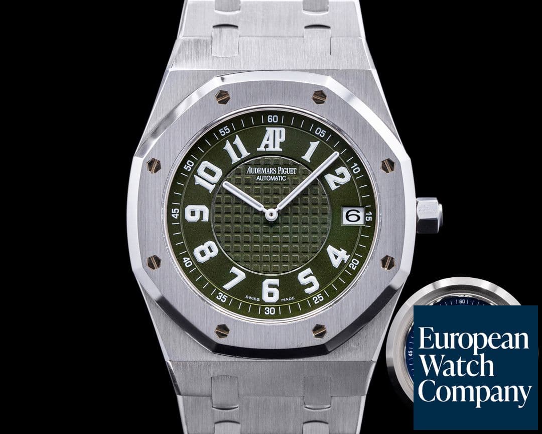 Image of Audemars Piguet Royal Oak 15128ST Extra Thin Limited for Italy Blue + Green Dial RARE 