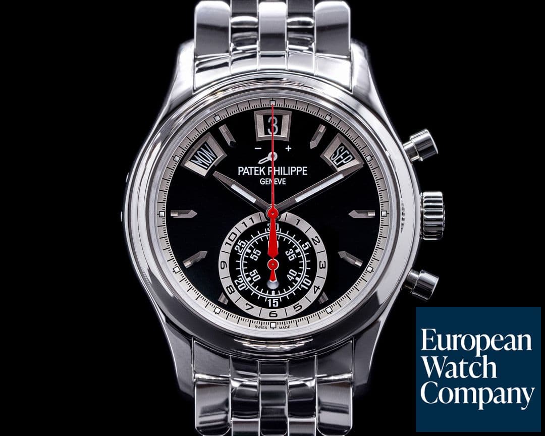 Image of Patek Philippe Annual Calendar 5960/1A-010 Black Dial Chronograph SS RARE