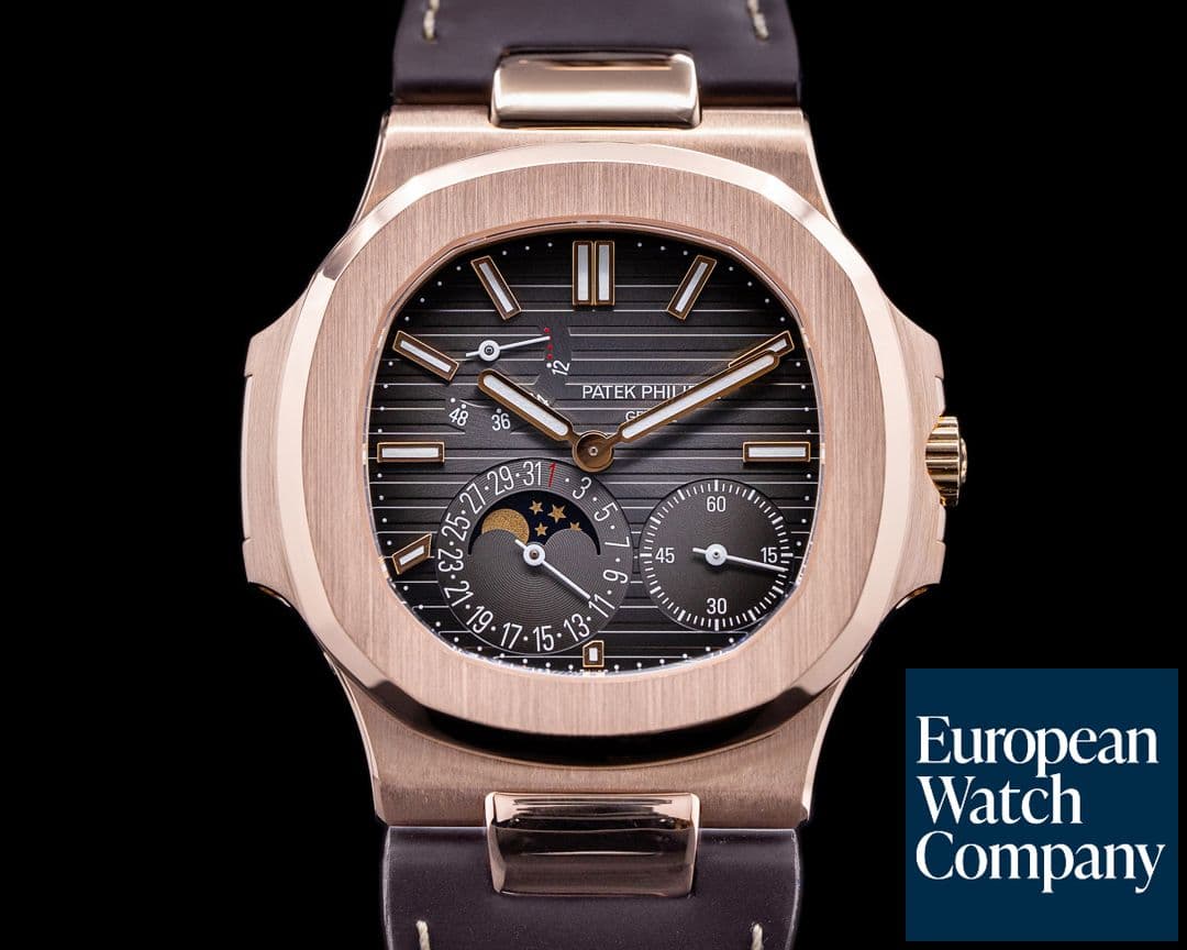 Image of Patek Philippe Jumbo Nautilus 5712R Power Reserve Moon 18K Rose Gold 