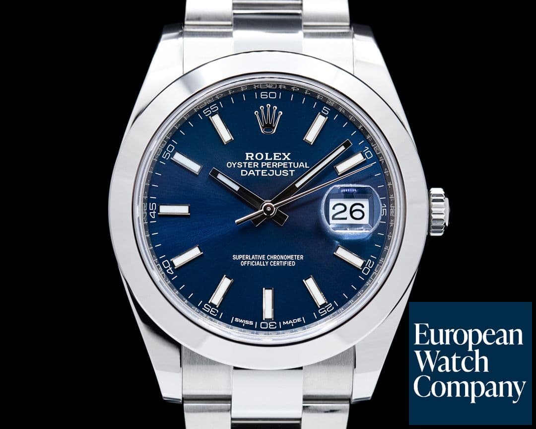Image of Rolex Datejust 41 Blue Stick Dial SS Oyster 2018