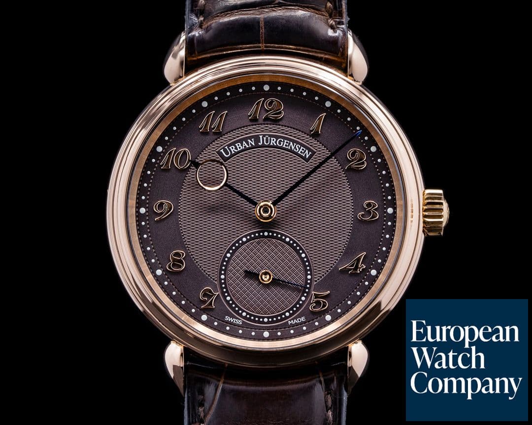 Image of Urban Jurgensen 1140L Rose Gold Brown Dial Breguet Numerals RARE