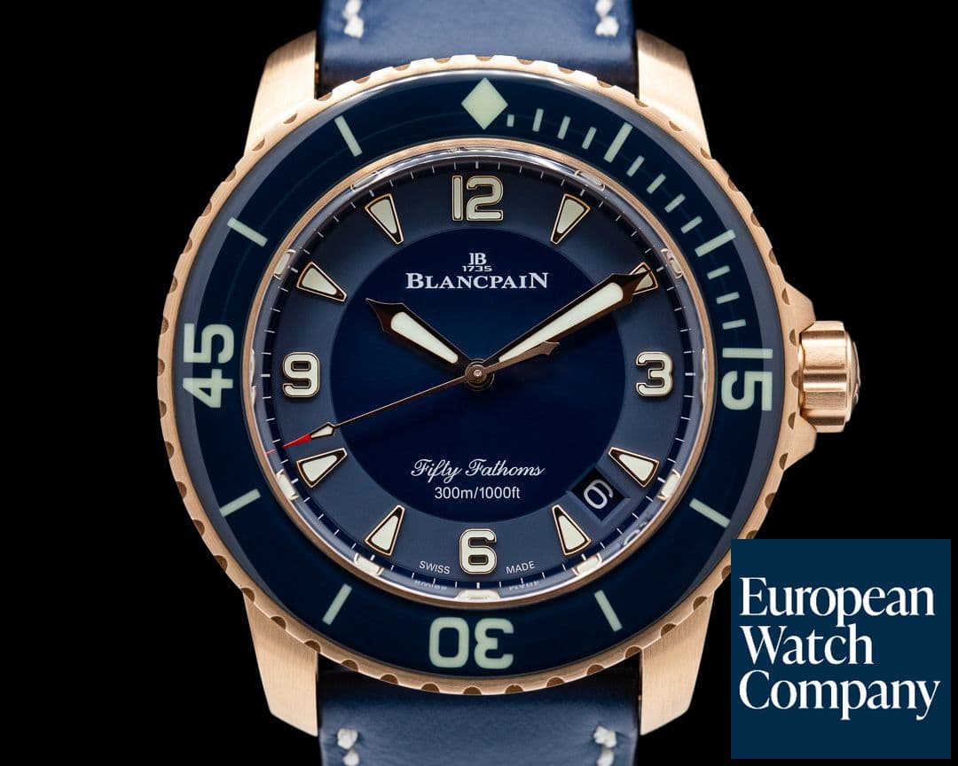 Image of Blancpain Fifty Fathoms Blue DIal / 18K Rose Gold 