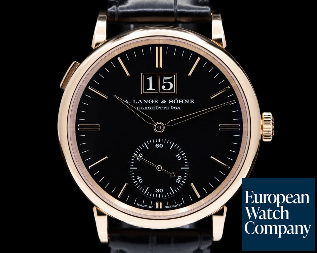 Image of A. Lange and Sohne Saxonia Outsize Date 381.031 Automatik 18K Rose Gold / Black Dial