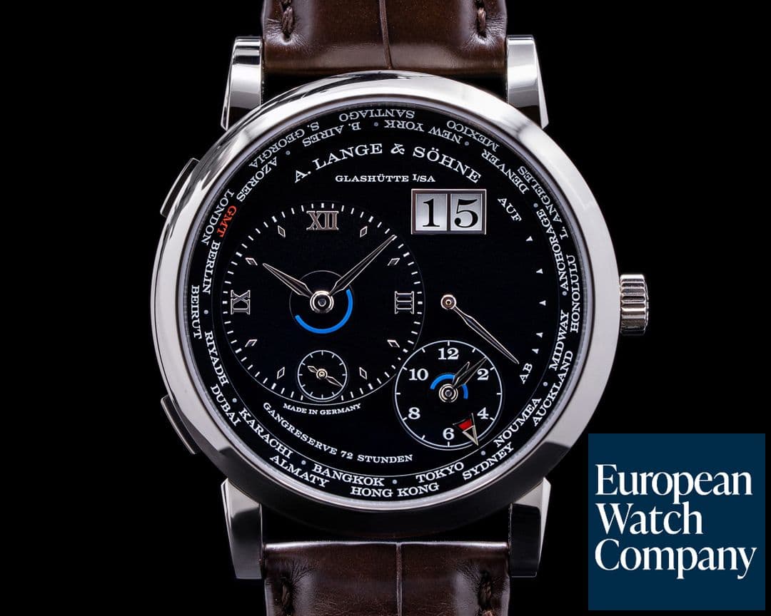 Image of A. Lange and Sohne Lange 1 Time Zone 136.029 18K White Gold / Black Dial 