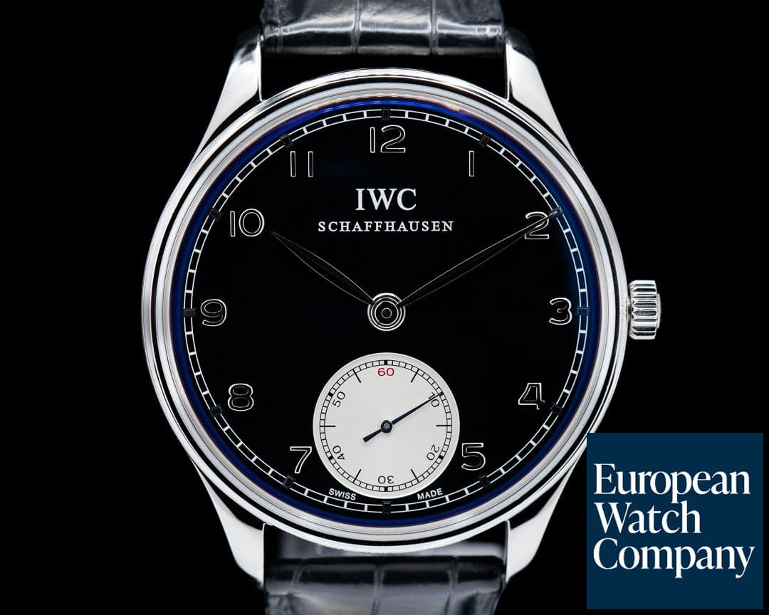Image of IWC Portuguese Hand Wound SS Black Dial 