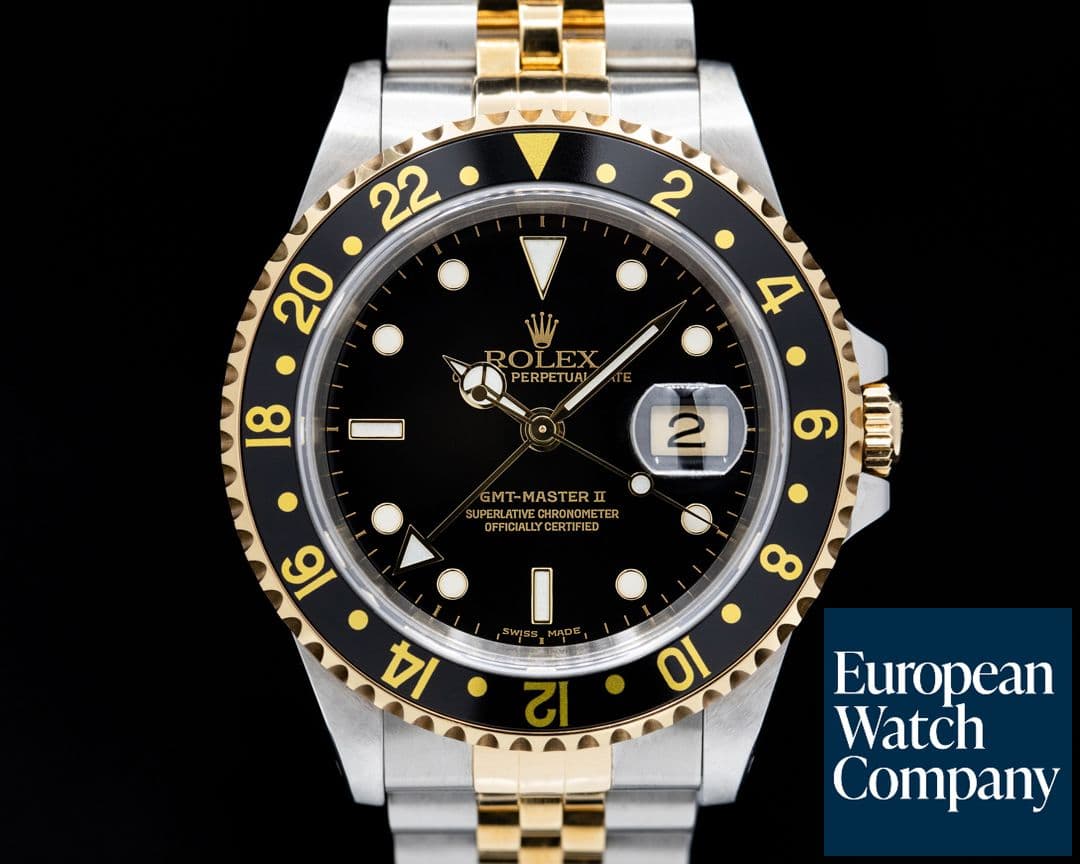 Image of Rolex GMT Master II 18K / SS Black Dial FULL SET BOX AND PAPERS