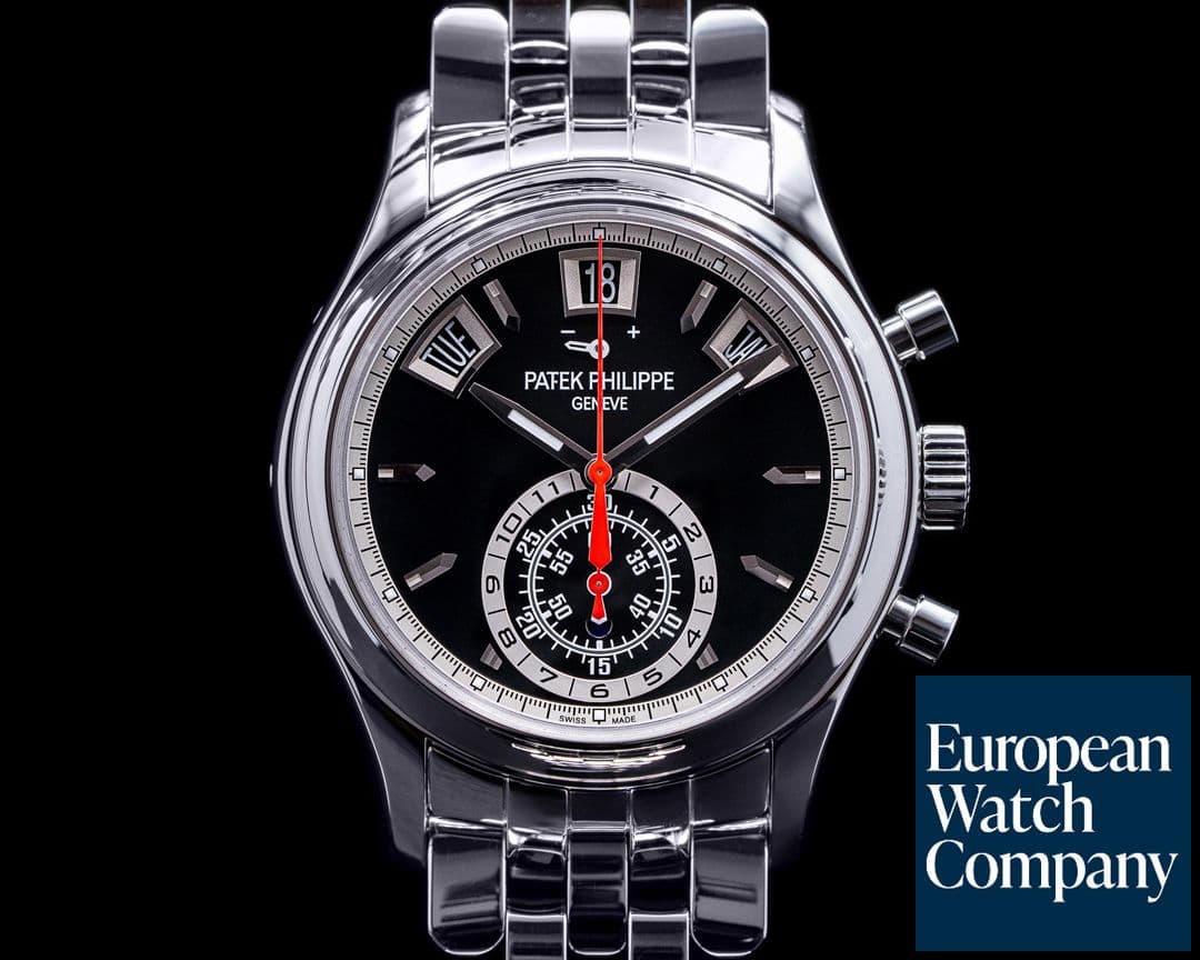 Image of Patek Philippe Annual Calendar 5960/1A-010 Black Dial Chronograph SS RARE