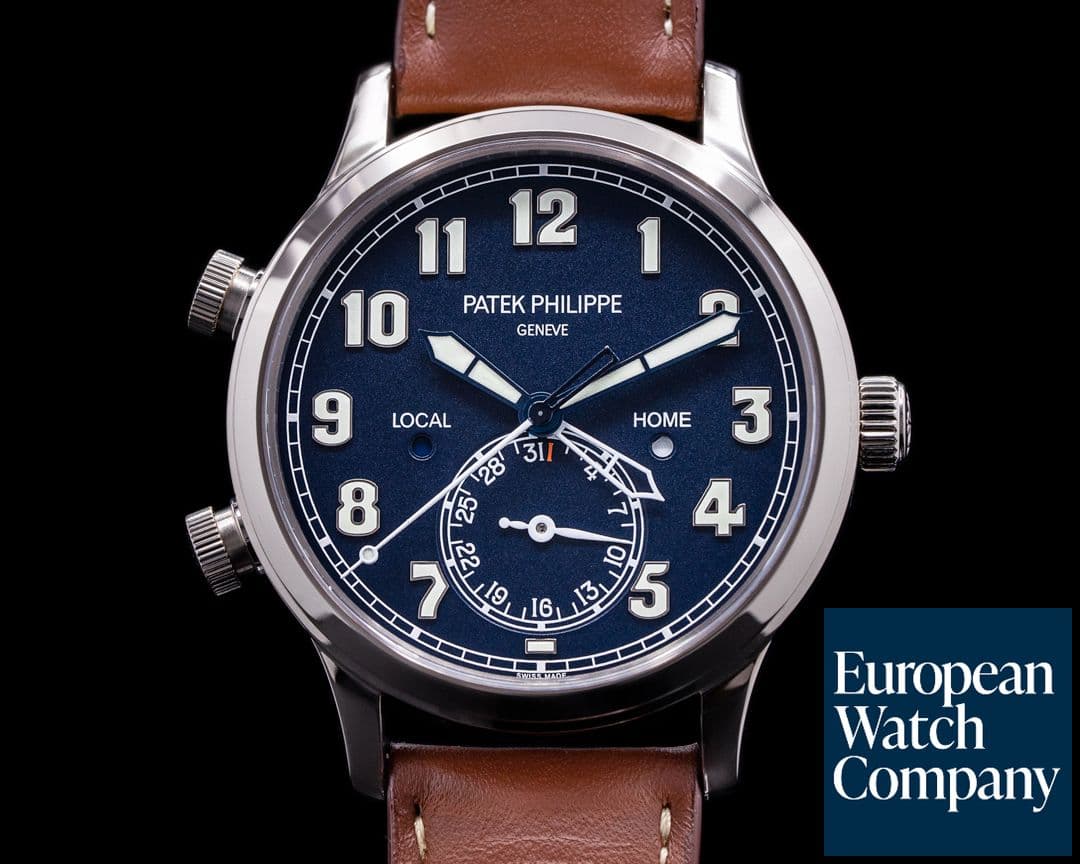Image of Patek Philippe Calatrava Pilot Travel Time 18k White Gold 