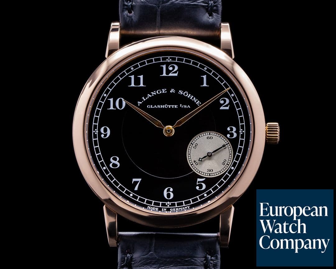 Image of A. Lange and Sohne 1815 "Side Step" 222.048 Wempe Black Dial 18k Rose Gold RARE