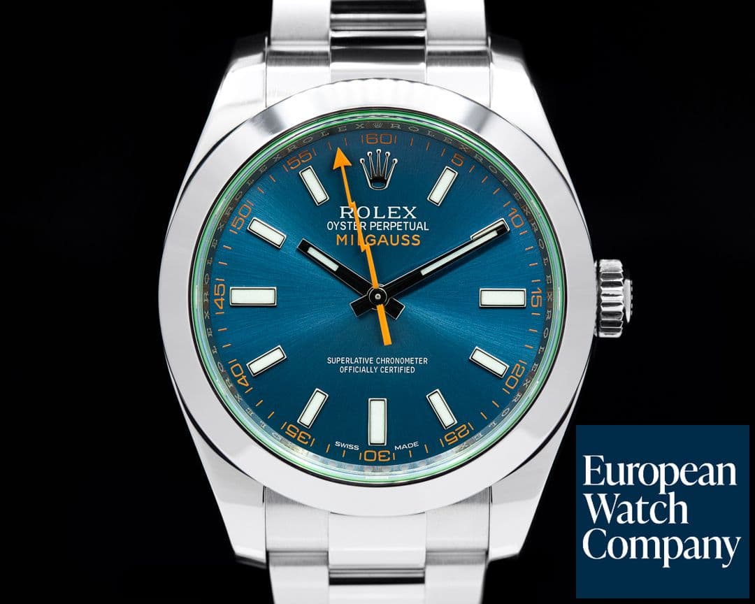 Image of Rolex Milgauss 116400 SS Blue Dial Green Crystal
