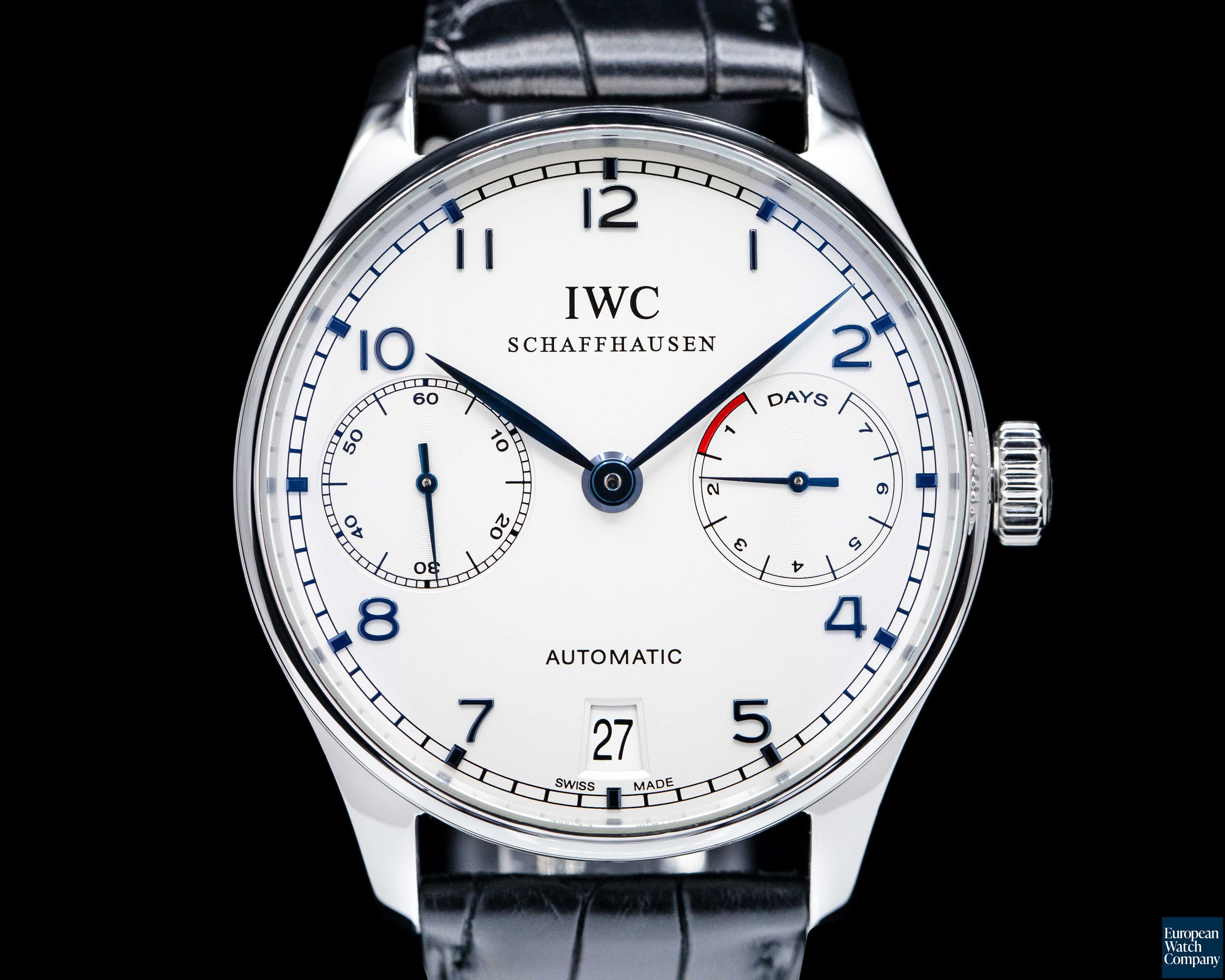 Image of IWC Portuguese 7 Day SS / Blue Numerals 