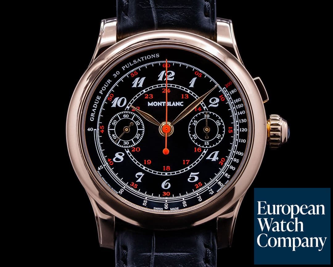 Image of Montblanc Vintage 18K Red Gold Pulsographe Grand Feu Enamel Dial Monopusher 