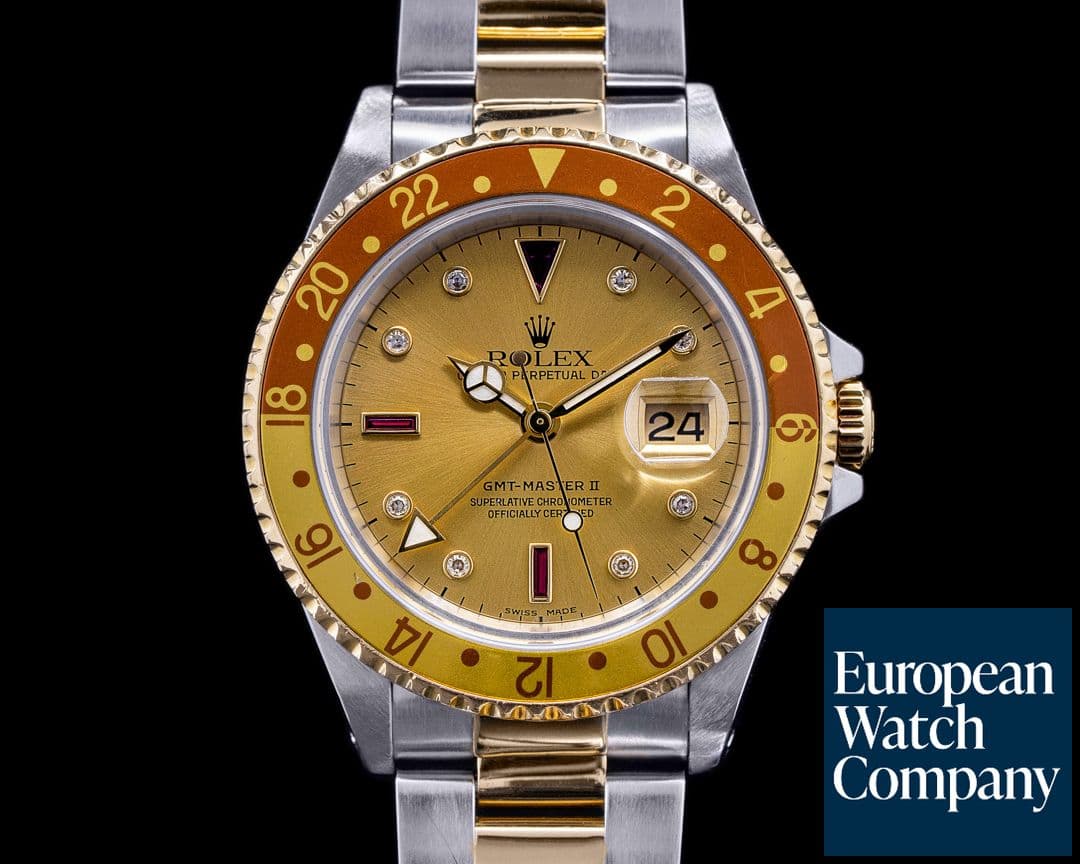 Image of Rolex GMT Master II 16713 Root Beer Serti Dial 18K / SS
