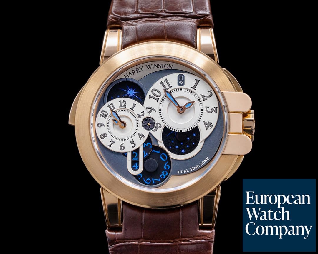 Image of Harry Winston Ocean Dual Time GMT 18K Rose Gold 44MM