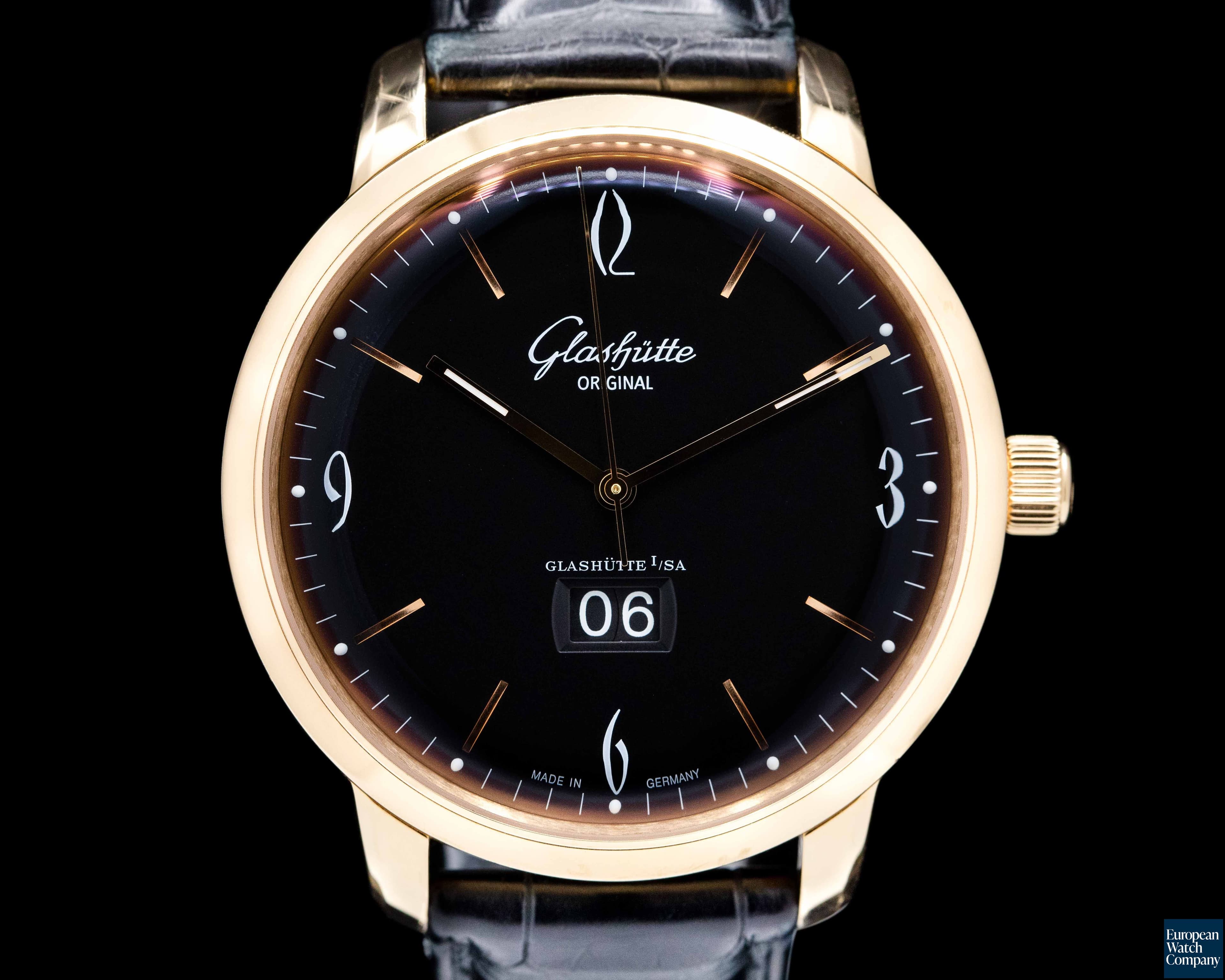 Image of Glashutte Original Senator Sixties Panorama Date SS Black Rose Gold