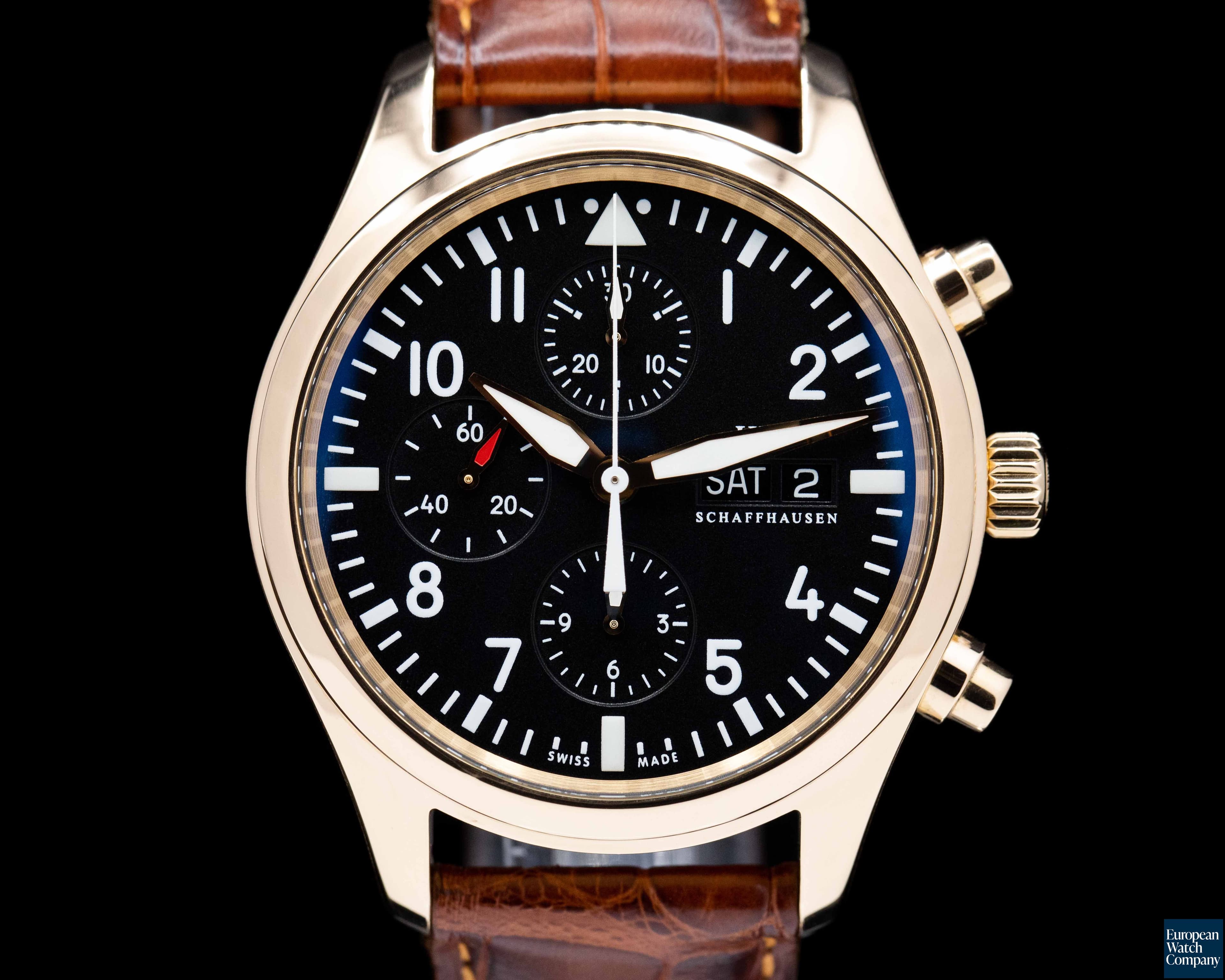 Image of IWC Pilot Chronograph Black Dial Rose Gold 