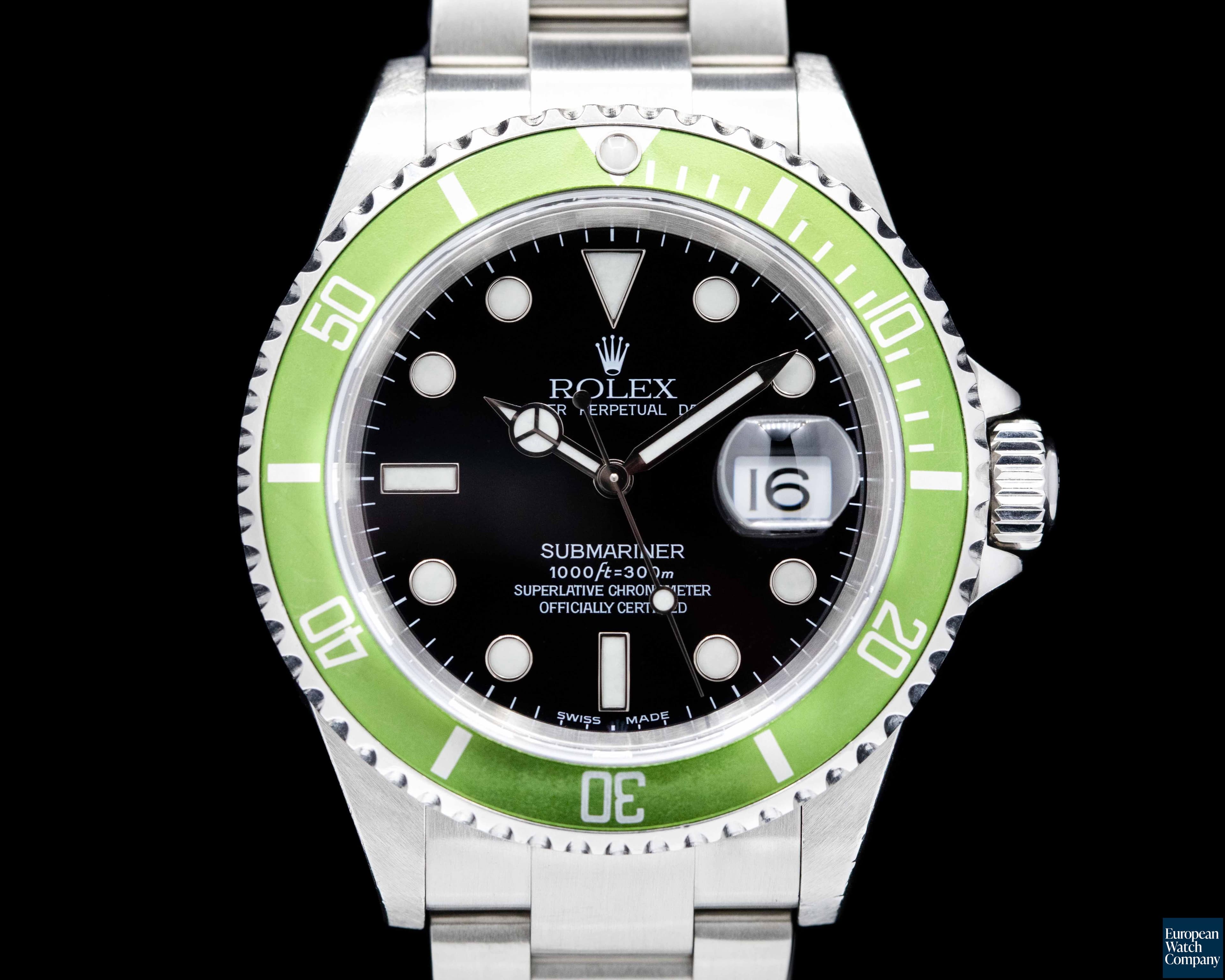 Image of Rolex Submariner 50th Anniversary "Kermit Flat 4" SS Green Bezel 