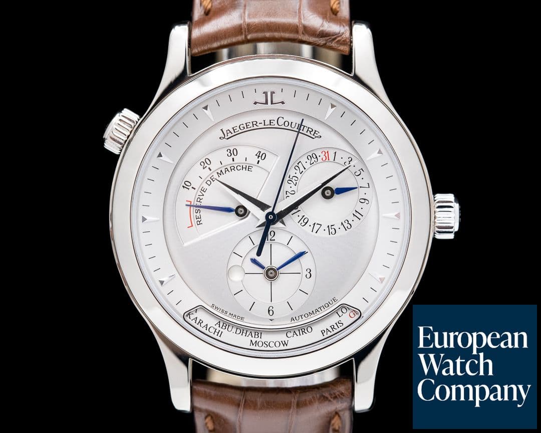 Image of Jaeger LeCoultre Master Geographic 18k White Gold Silver Dial RARE