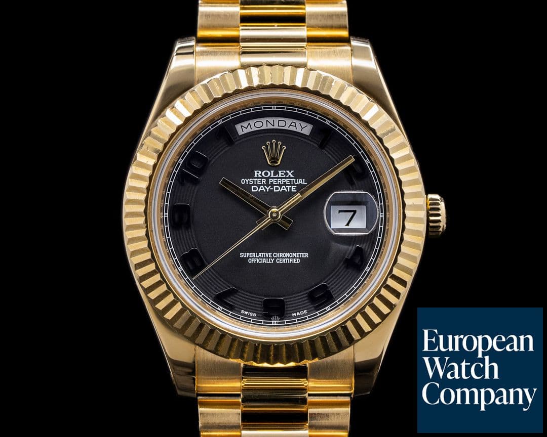 Image of Rolex Day Date II 218238 President 18K Yellow Dark Gray Arabic Dial 