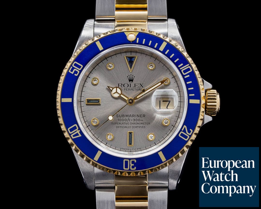 Image of Rolex Submariner 18K / SS Silver Serti Dial 
