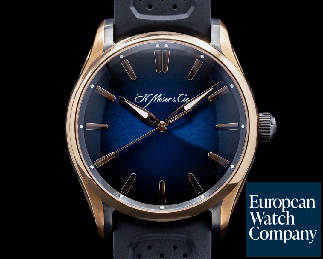 Image of H. Moser and Cie. Pioneer Centre Seconds Rose Gold Blue Fume Dial