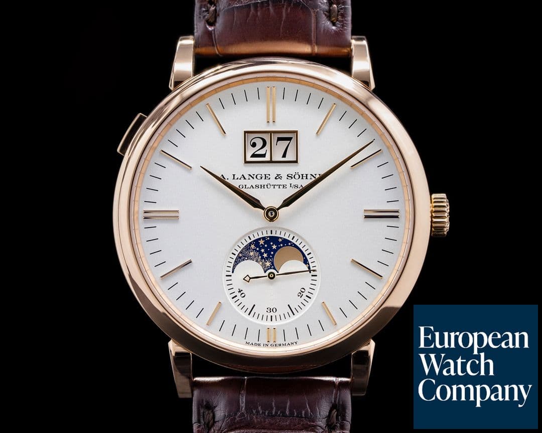Image of A. Lange and Sohne Saxonia 384.032 Moon Phase Automatik 18K Rose Gold Silver Dial