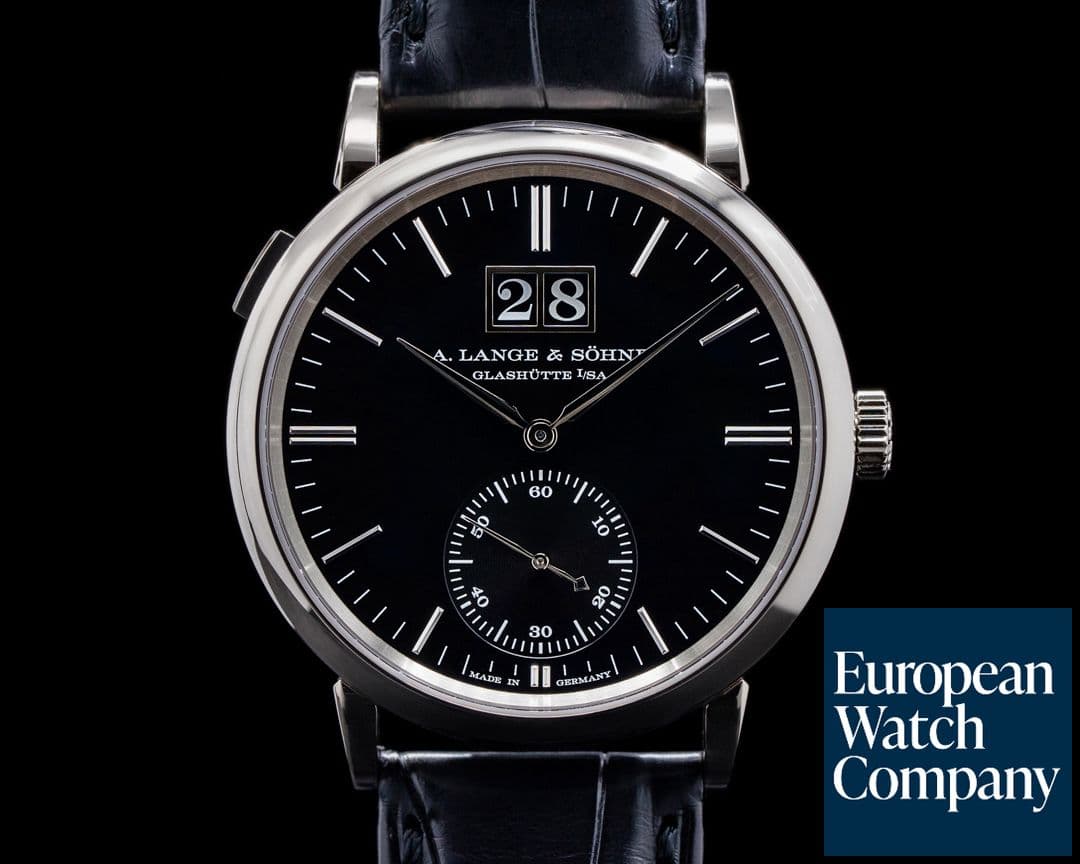 Image of A. Lange and Sohne Saxonia 381.029 Outsize Date 18K White Gold / Black Dial 