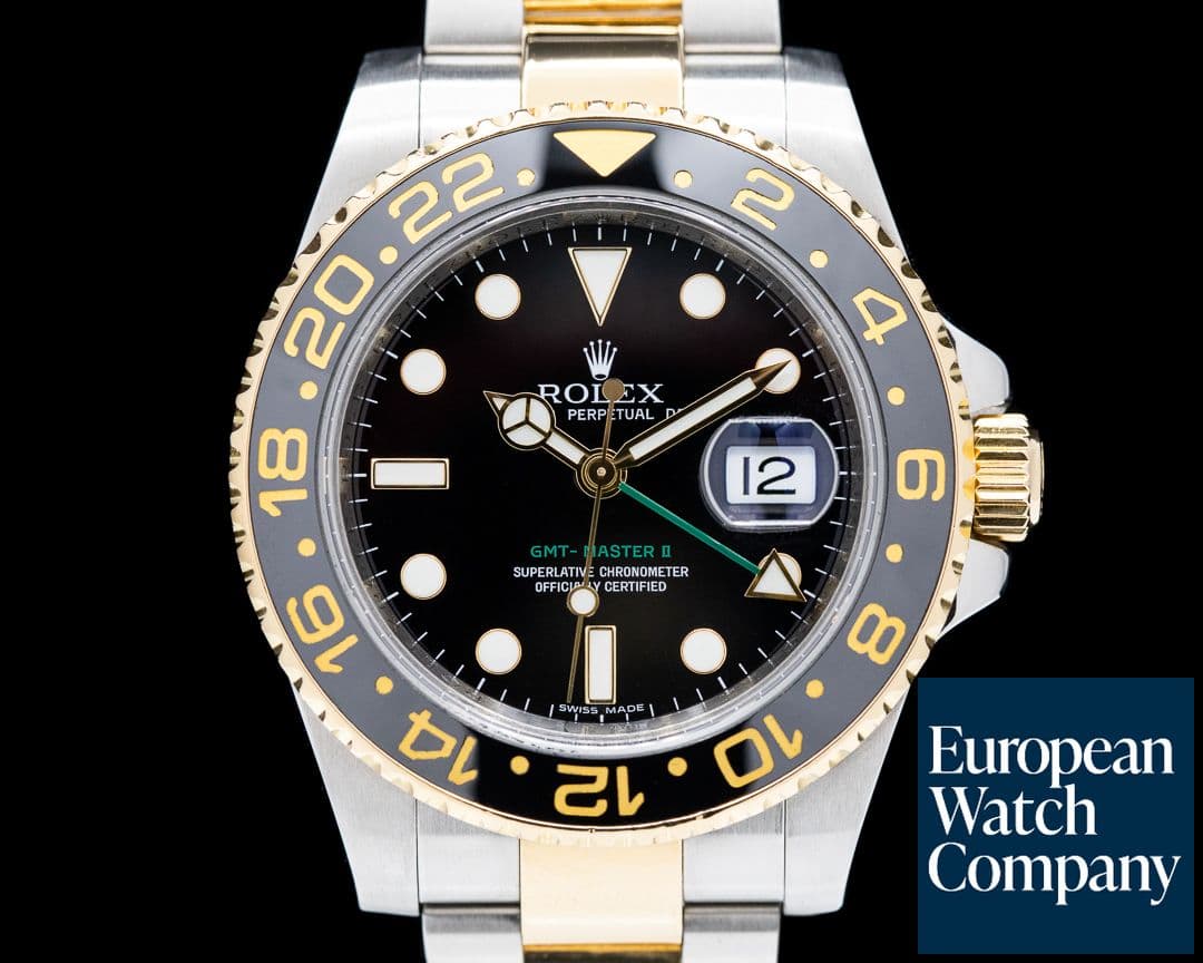 Image of Rolex GMT Master II 116713LN  SS / 18K Yellow Gold Black Dial 