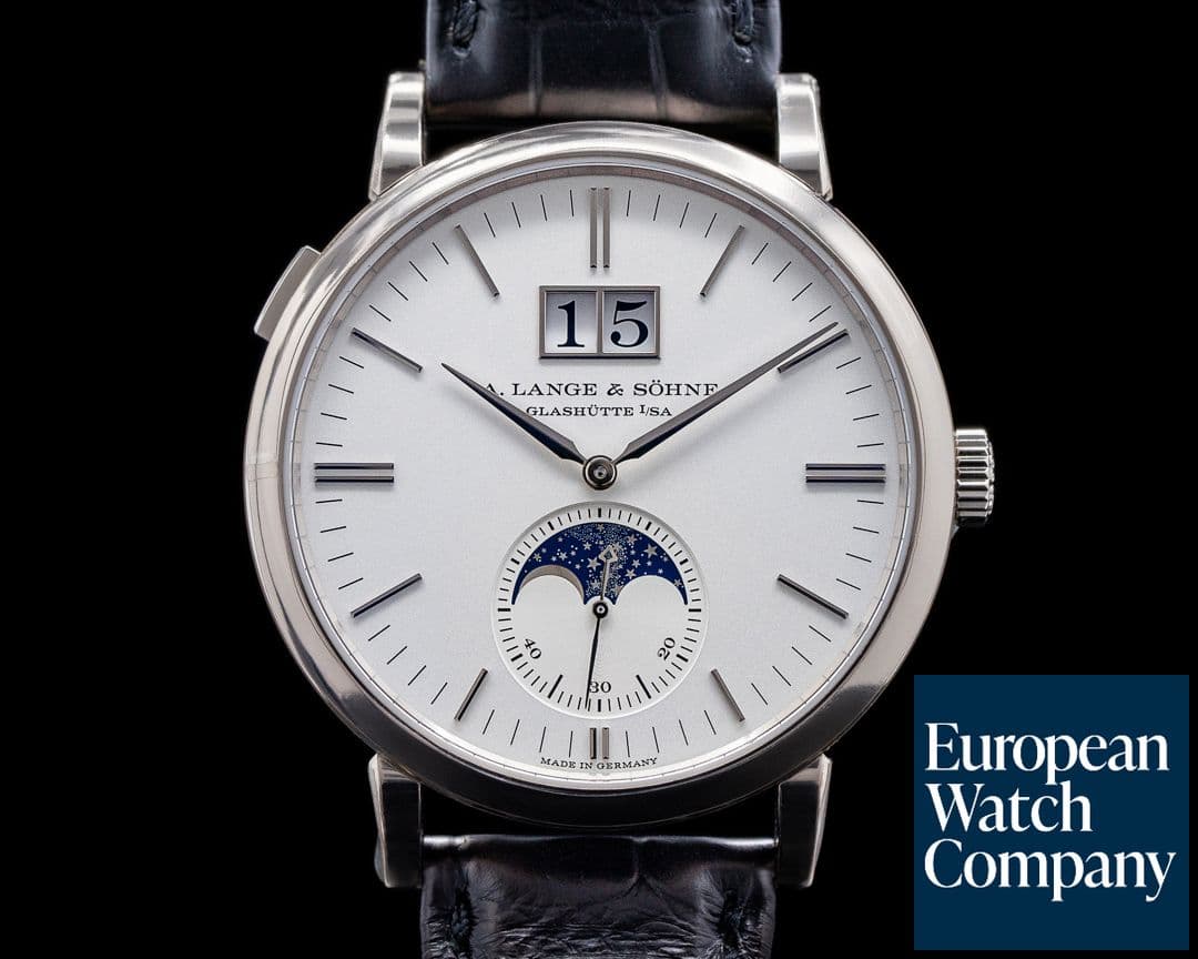 Image of A. Lange and Sohne Saxonia Moon Phase 384.026 Automatik 18K White Gold / Silver Dial 