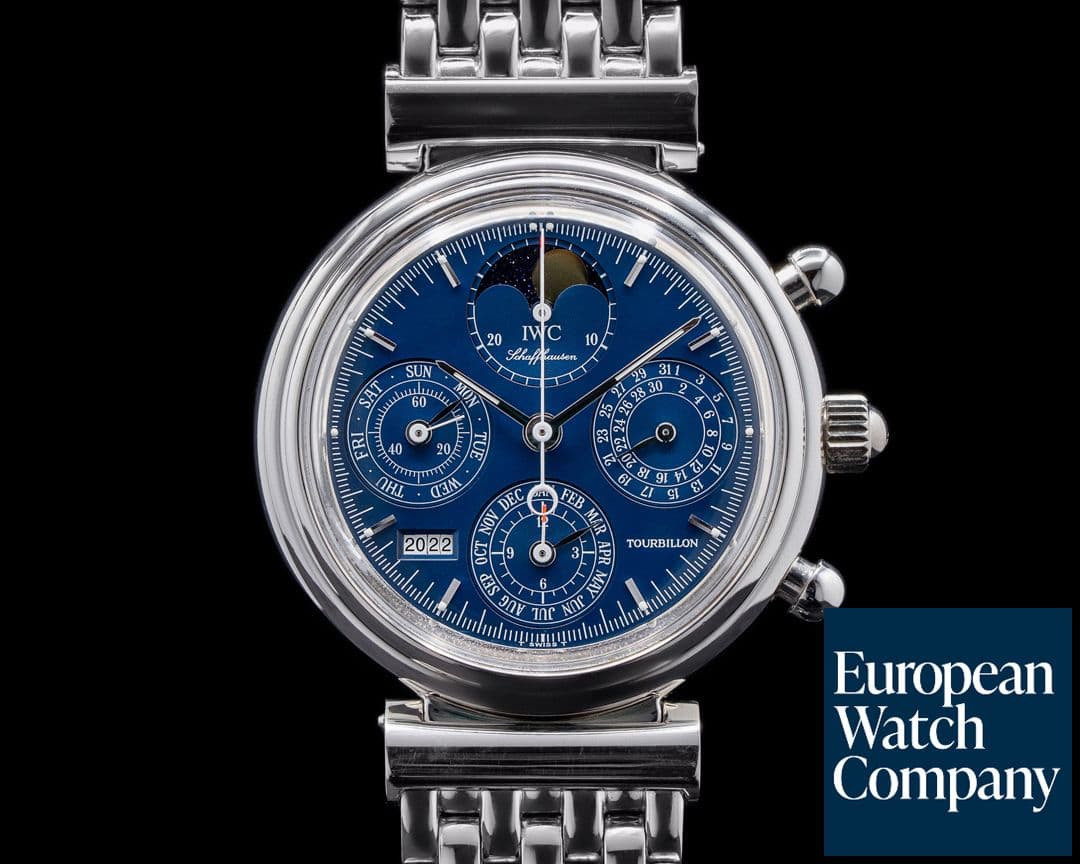 Image of IWC Da Vinci Tourbillon 3752 Perpetual Chronograph Blue Dial Platinum RARE