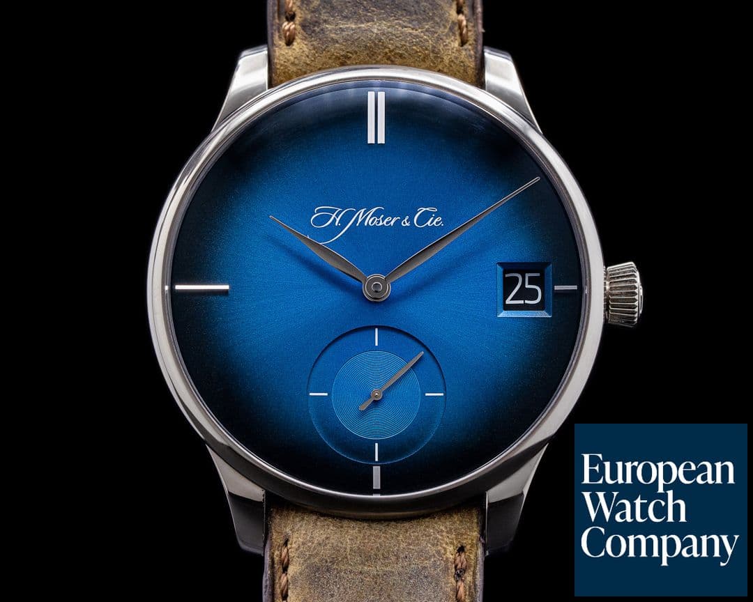 Image of H. Moser and Cie. Venturer Big Date Purity Blue Fume Dial 18k WG Small Seconds 