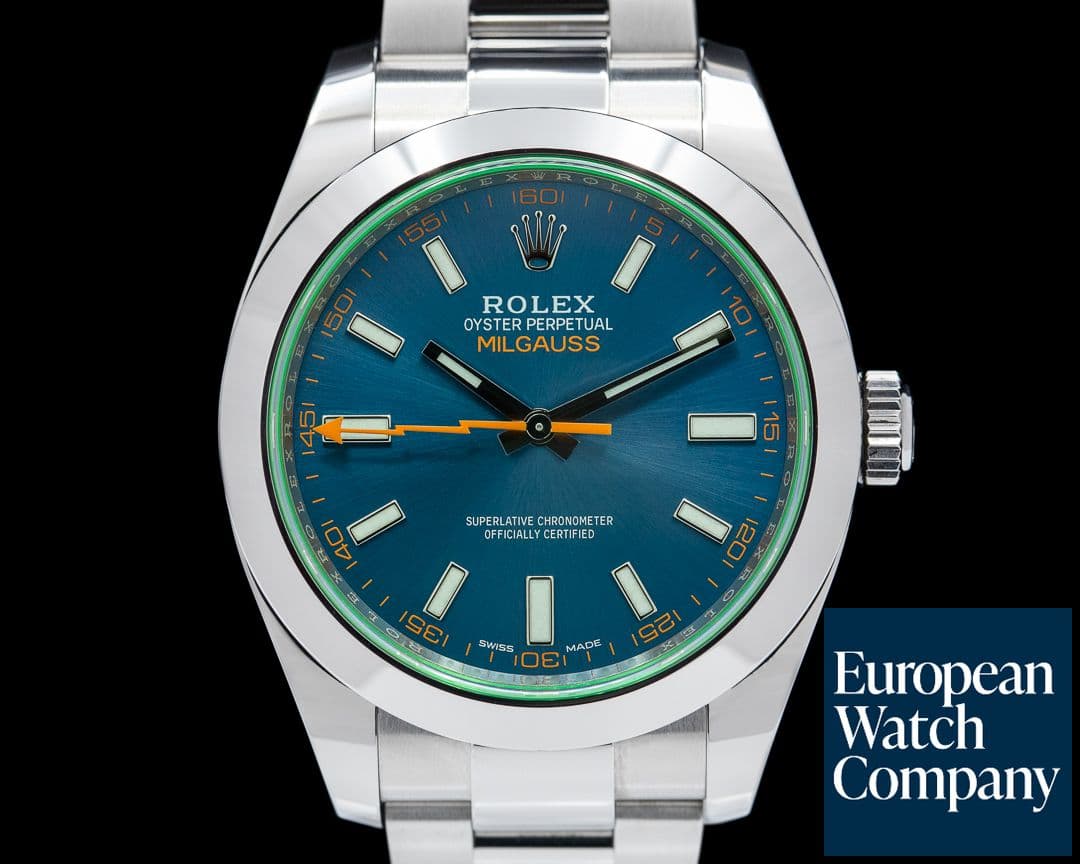 Image of Rolex Milgauss Blue Dial Green Crystal 2021