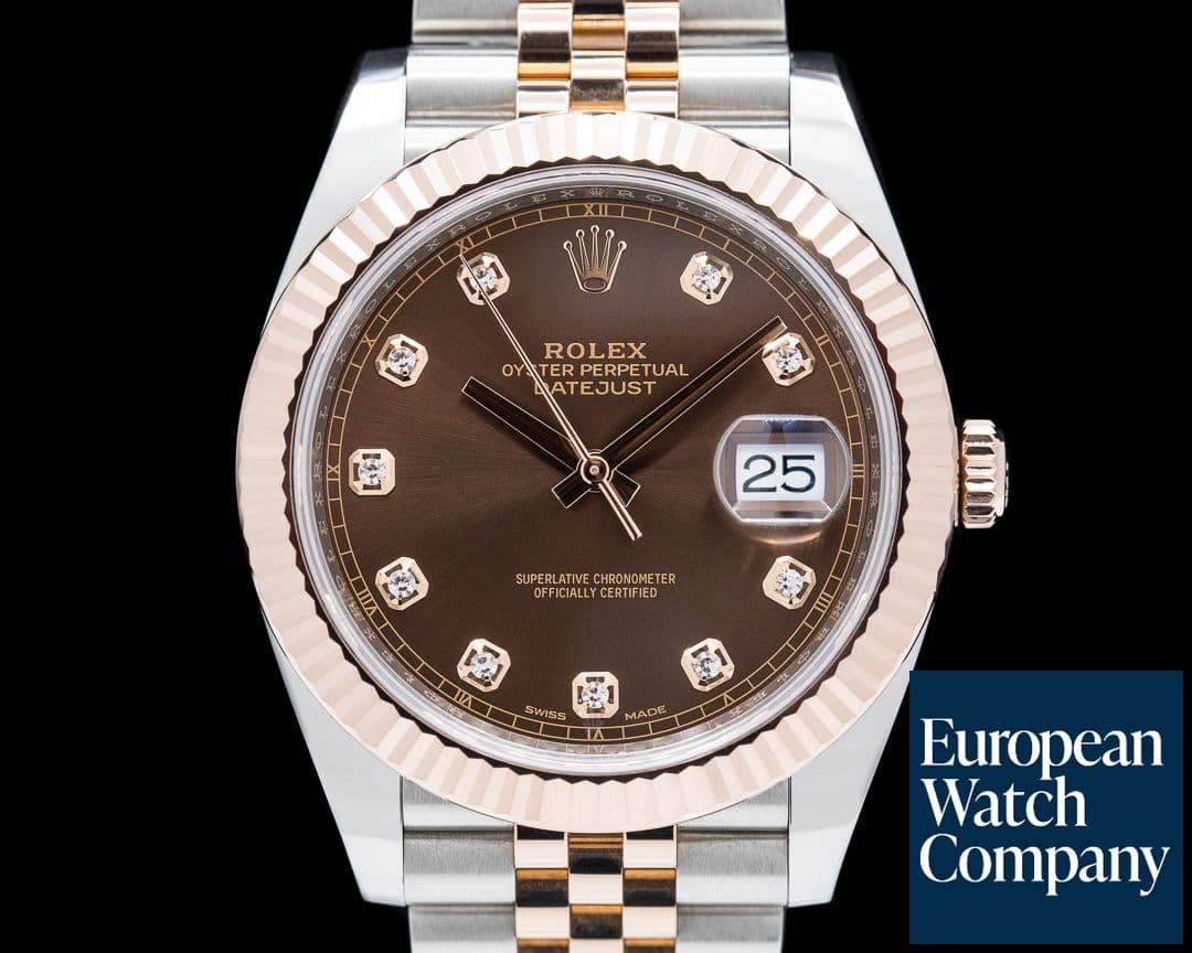 Image of Rolex Datejust 41 126331 Tobacco Brown Diamond Dial 18K Rose / SS 