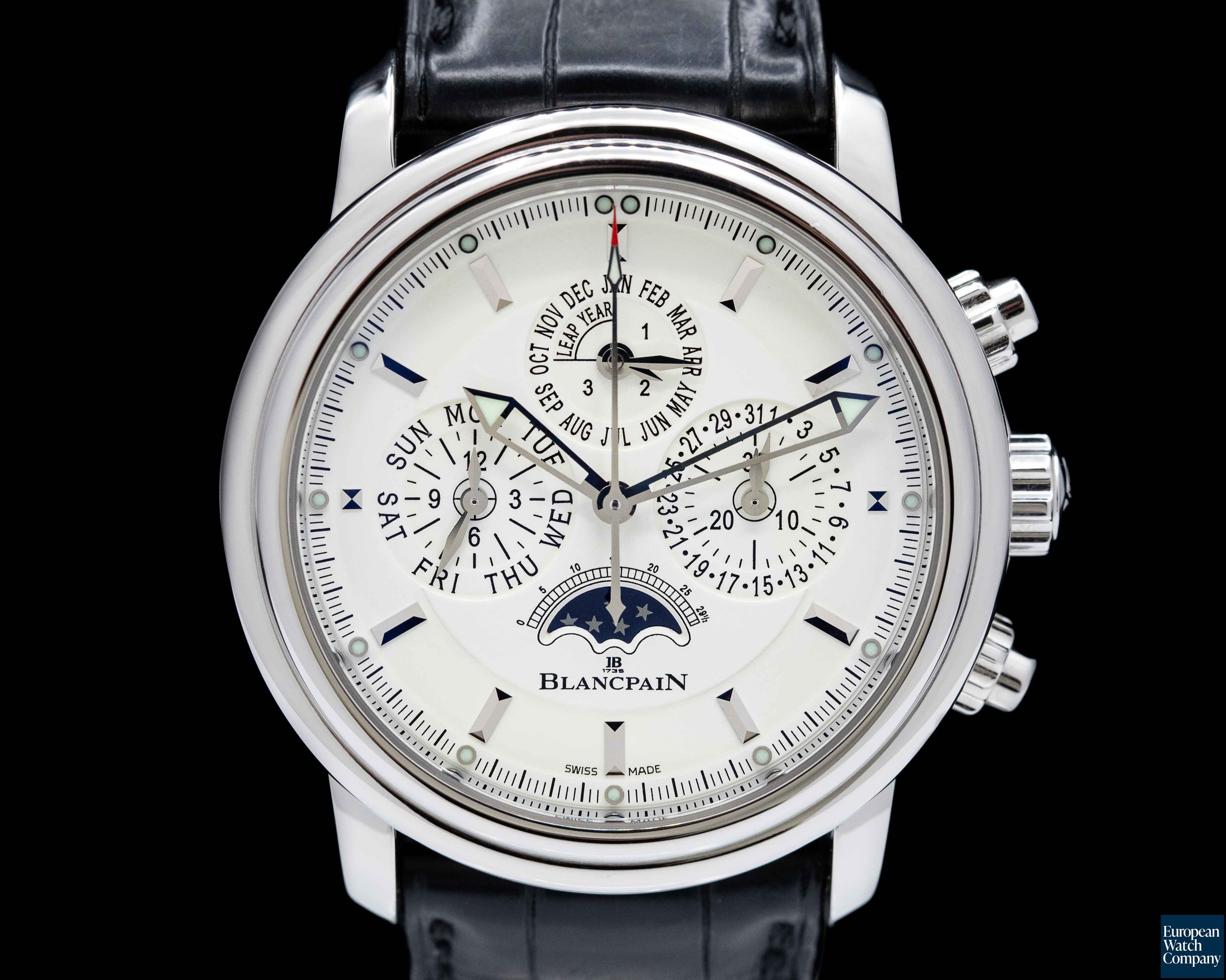 Image of Blancpain Leman Perpetual Calendar Chronograph White Dial SS 40MM