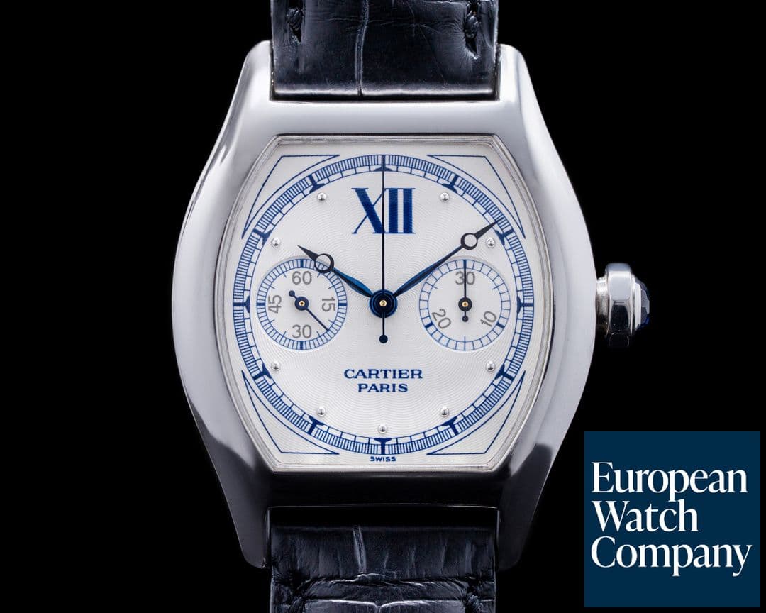 Image of Cartier Privee Collection Tortue Monopoussoir Chronograph 18K White Gold 
