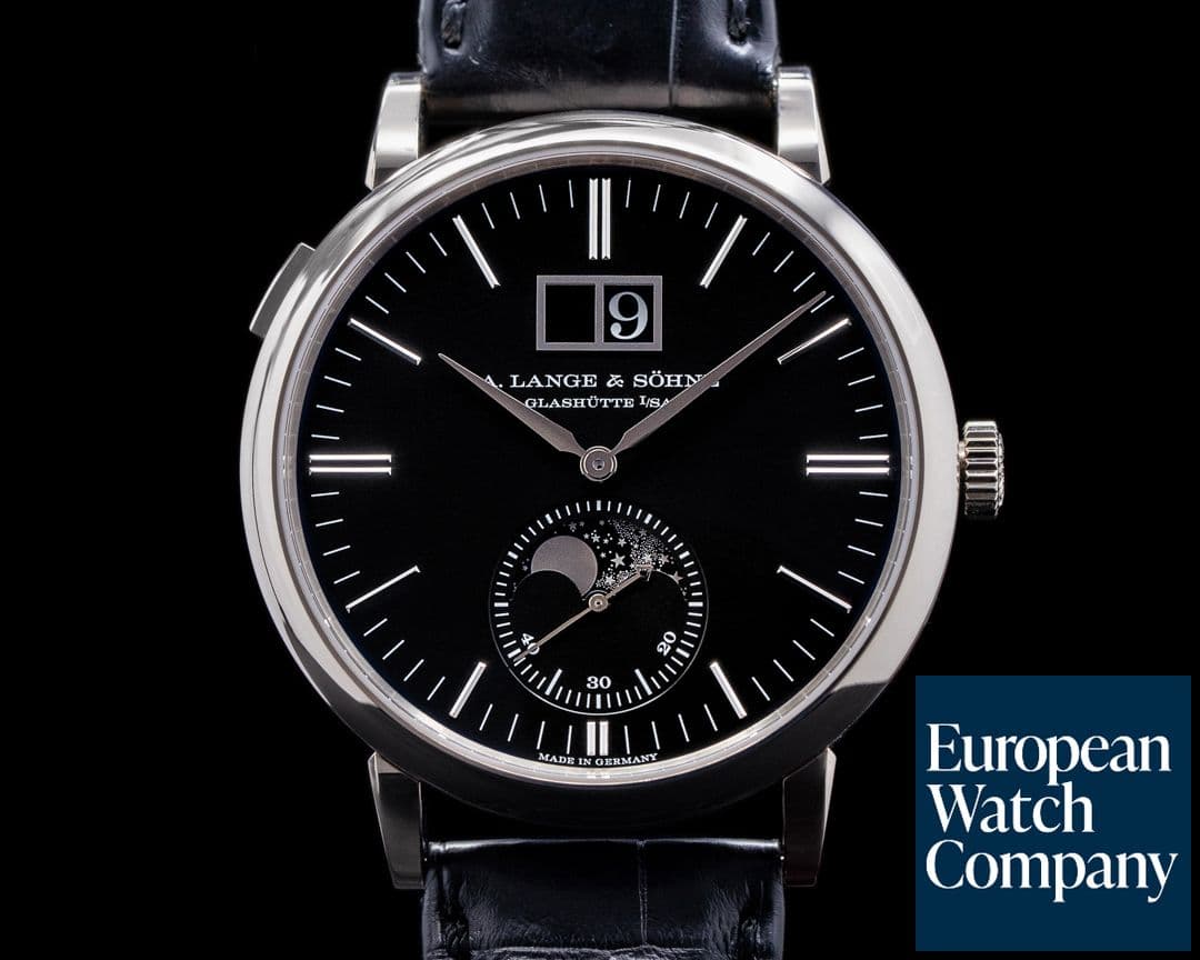 Image of A. Lange and Sohne Saxonia Moon Phase Automatik 384.029 18K White Gold / Black Dial 2021