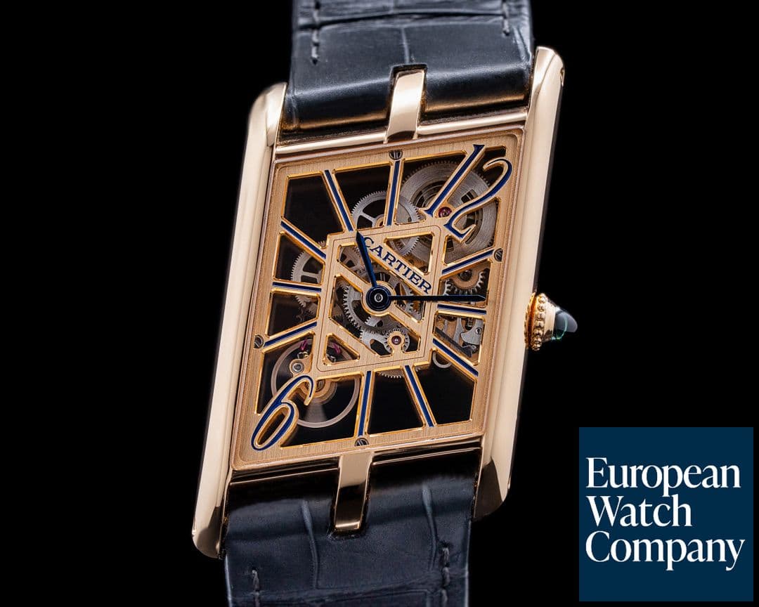 Image of Cartier Privee Collection Tank Asymetrique Skeleton Rose Gold UNWORN