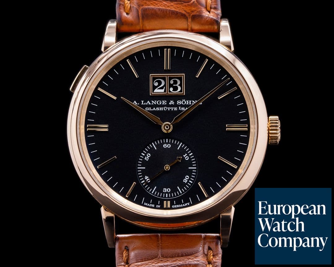 Image of A. Lange and Sohne Saxonia 381.031 Outsize Date 18K Rose Gold / Black Dial 