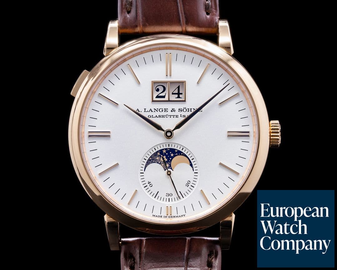 Image of A. Lange and Sohne Saxonia 384.032 Moon Phase Automatik 18K Rose Gold Silver Dial