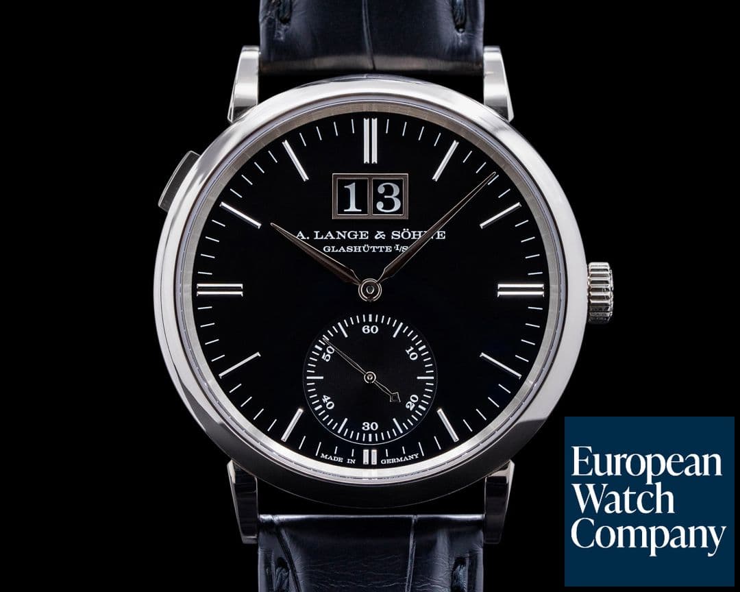 Image of A. Lange and Sohne Saxonia 381.029 Outsize Date 18K White Gold / Black Dial 2022