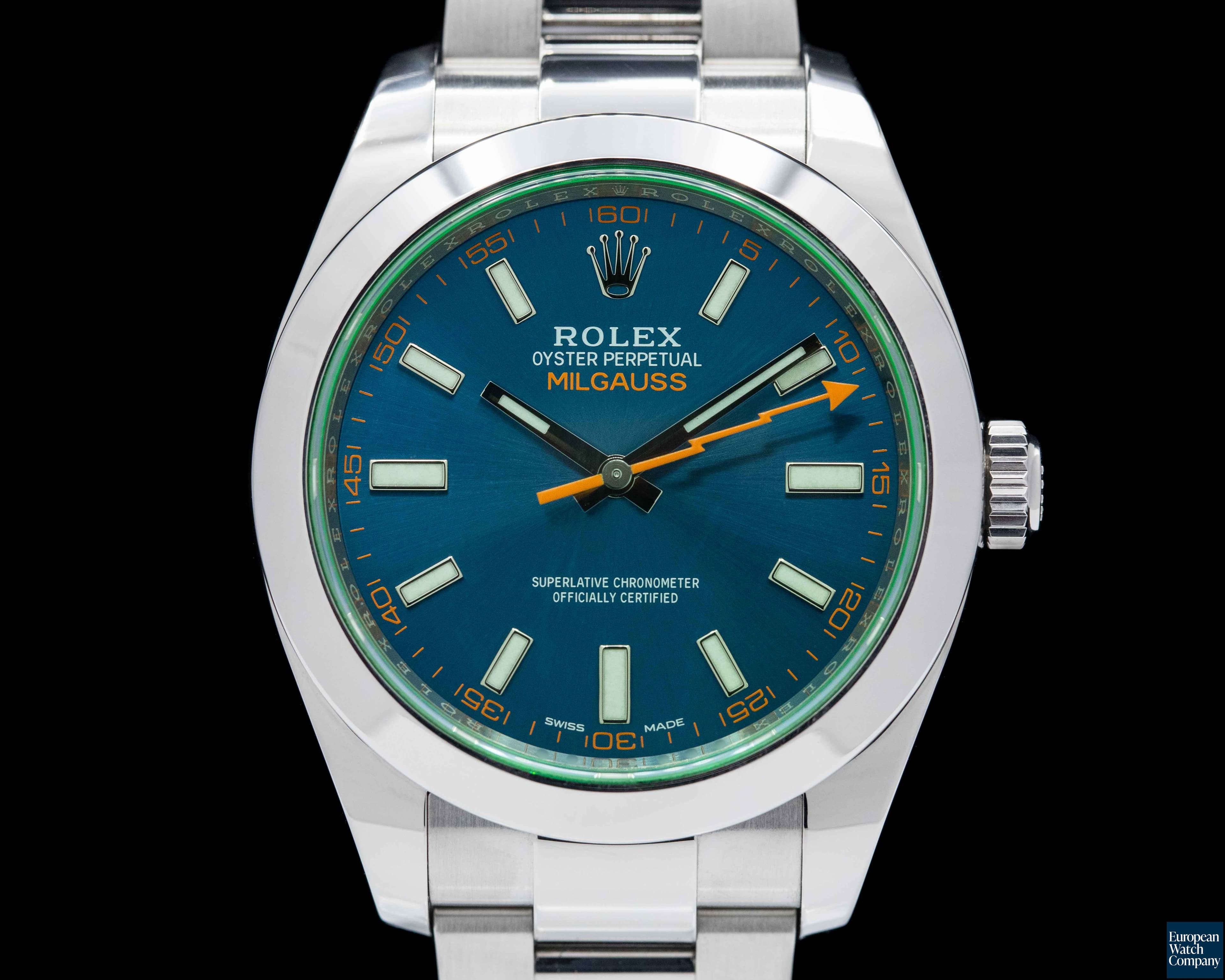 Image of Rolex Milgauss SS Blue Dial Green Crystal