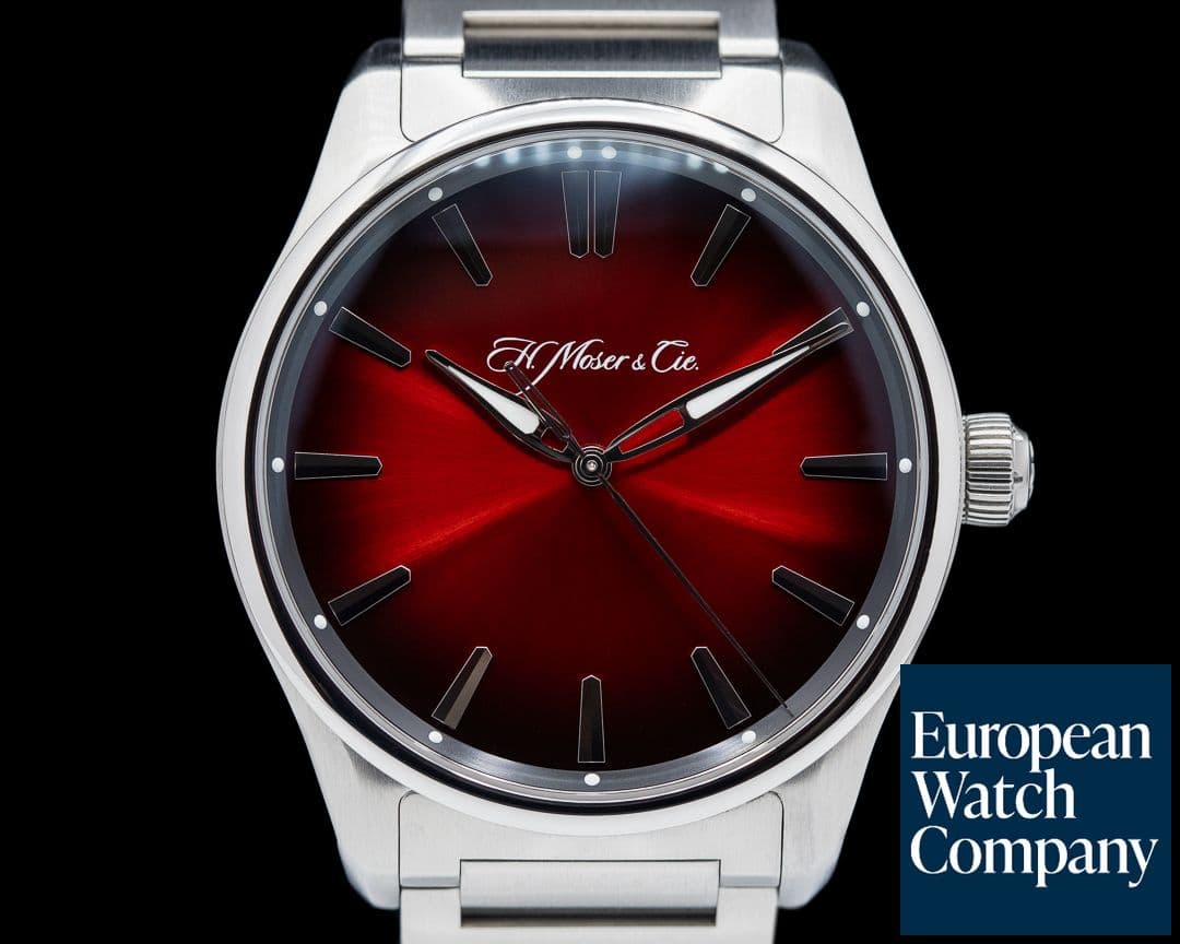 Image of H. Moser and Cie. Pioneer Centre Seconds Cosmic Red Fume Dial Bracelet