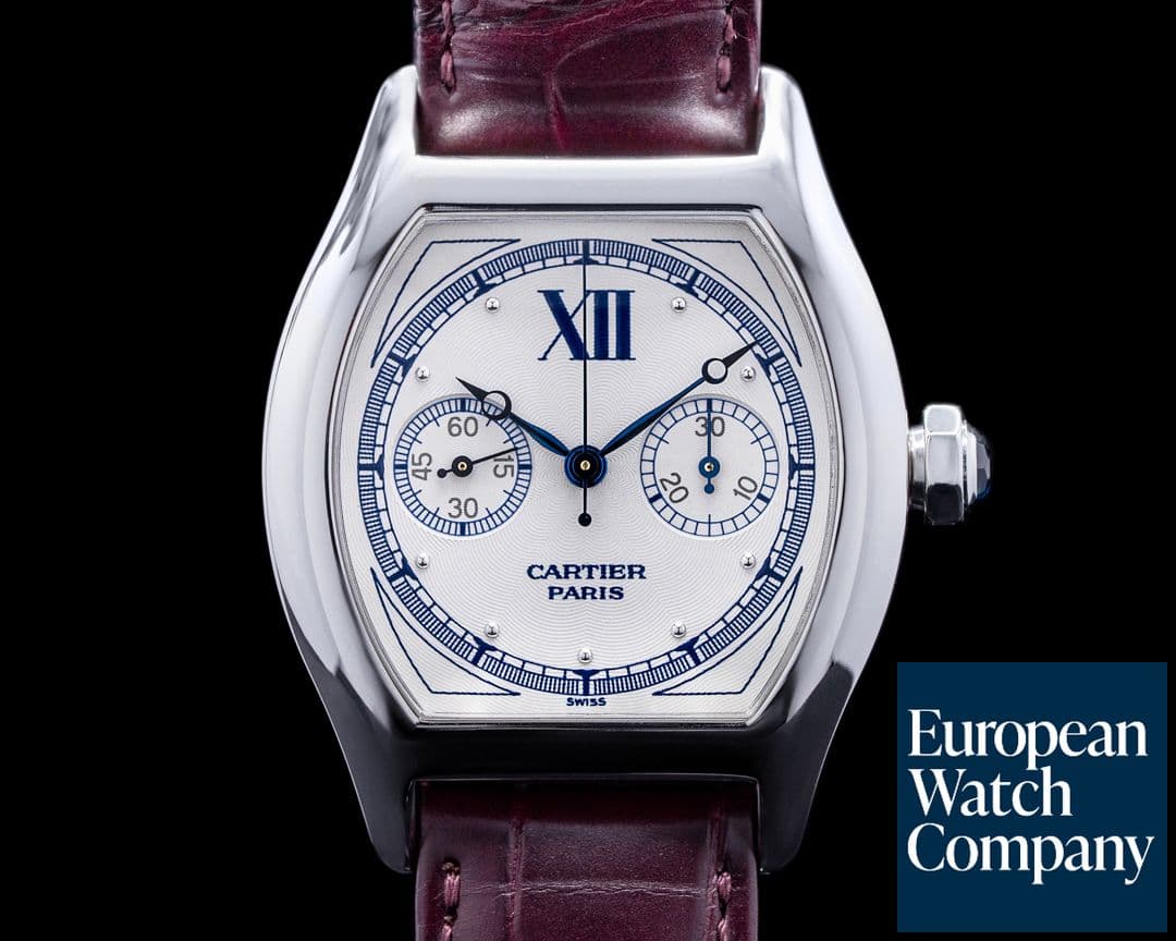 Image of Cartier Privee Collection 2396 Tortue Monopoussoir Chronograph 18K White Gold 