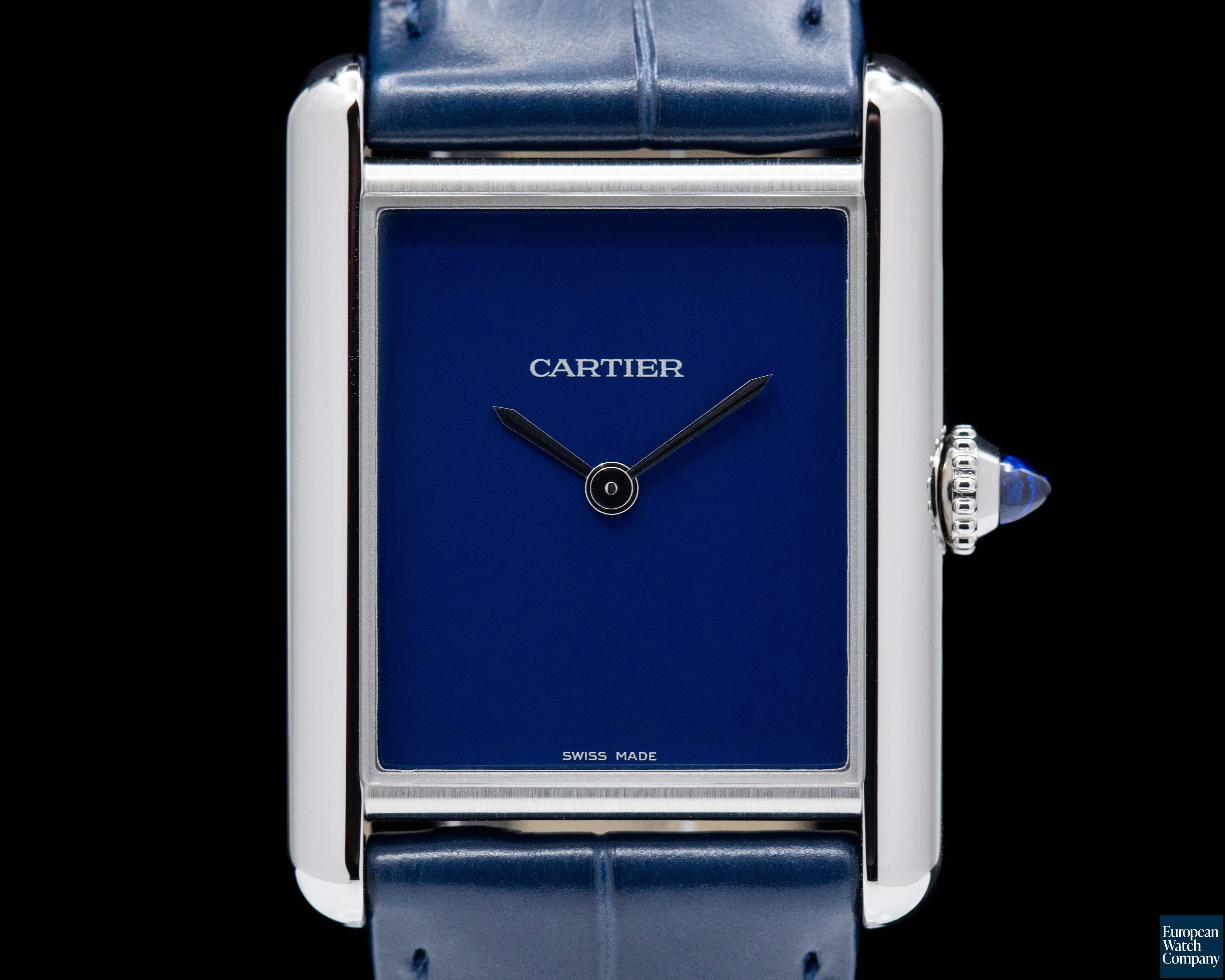 Image of Cartier Tank Must Watch SS Large BLUE UNWORN