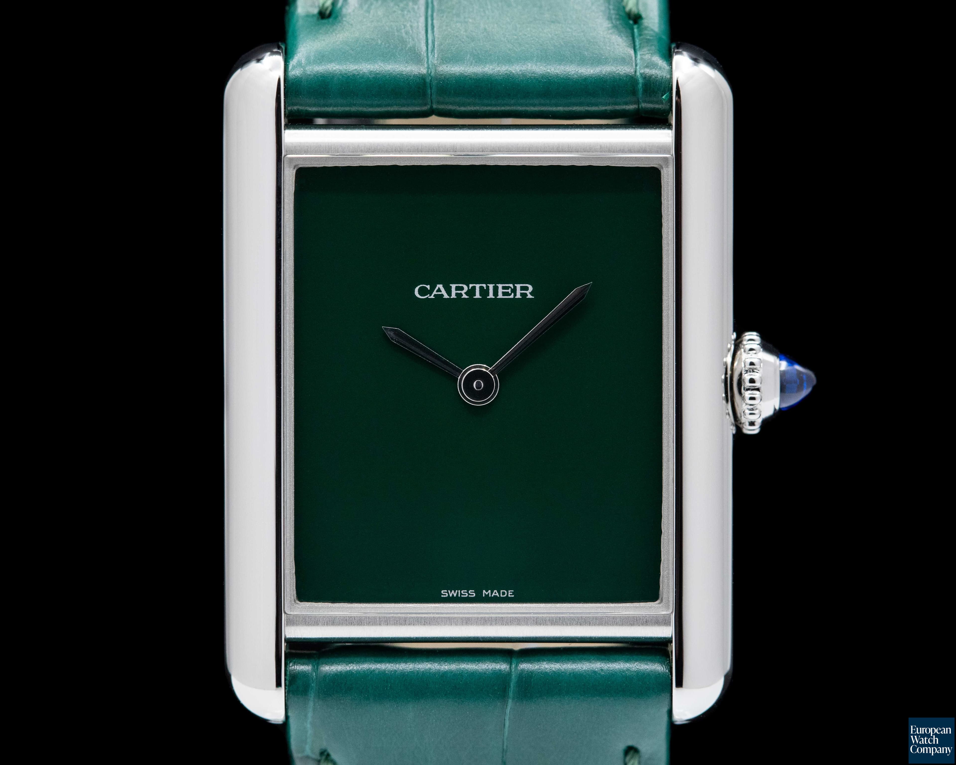 Image of Cartier Tank Must Watch SS Large GREEN UNWORN