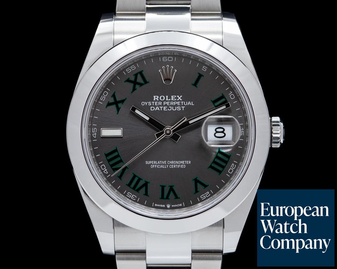 Image of Rolex Datejust 41 126300 Wimbledon Slate Roman Dial SS 