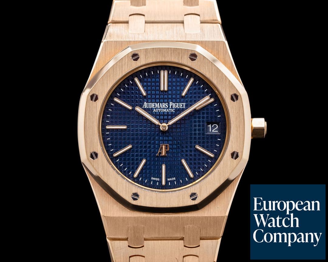Image of Audemars Piguet Royal Oak Jumbo 15202 18K Rose Gold / Blue Dial 