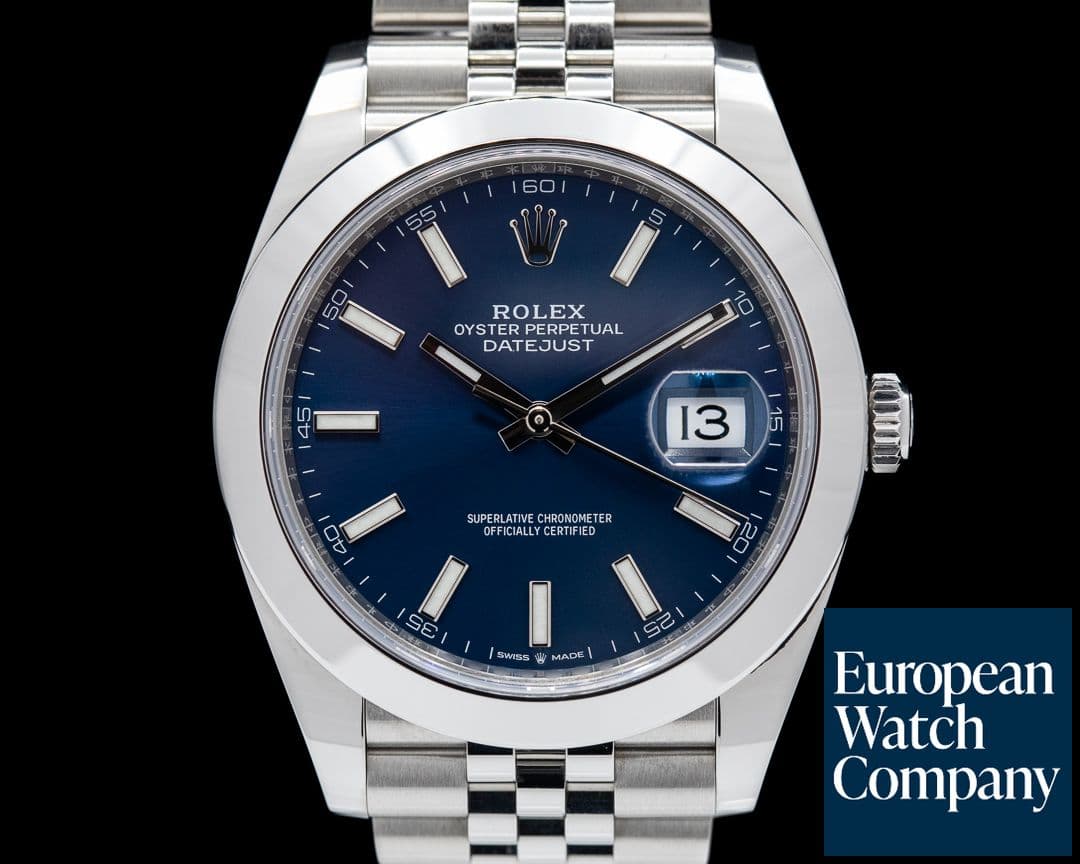 Image of Rolex Datejust 41 126300 Blue Stick Dial SS Jubilee