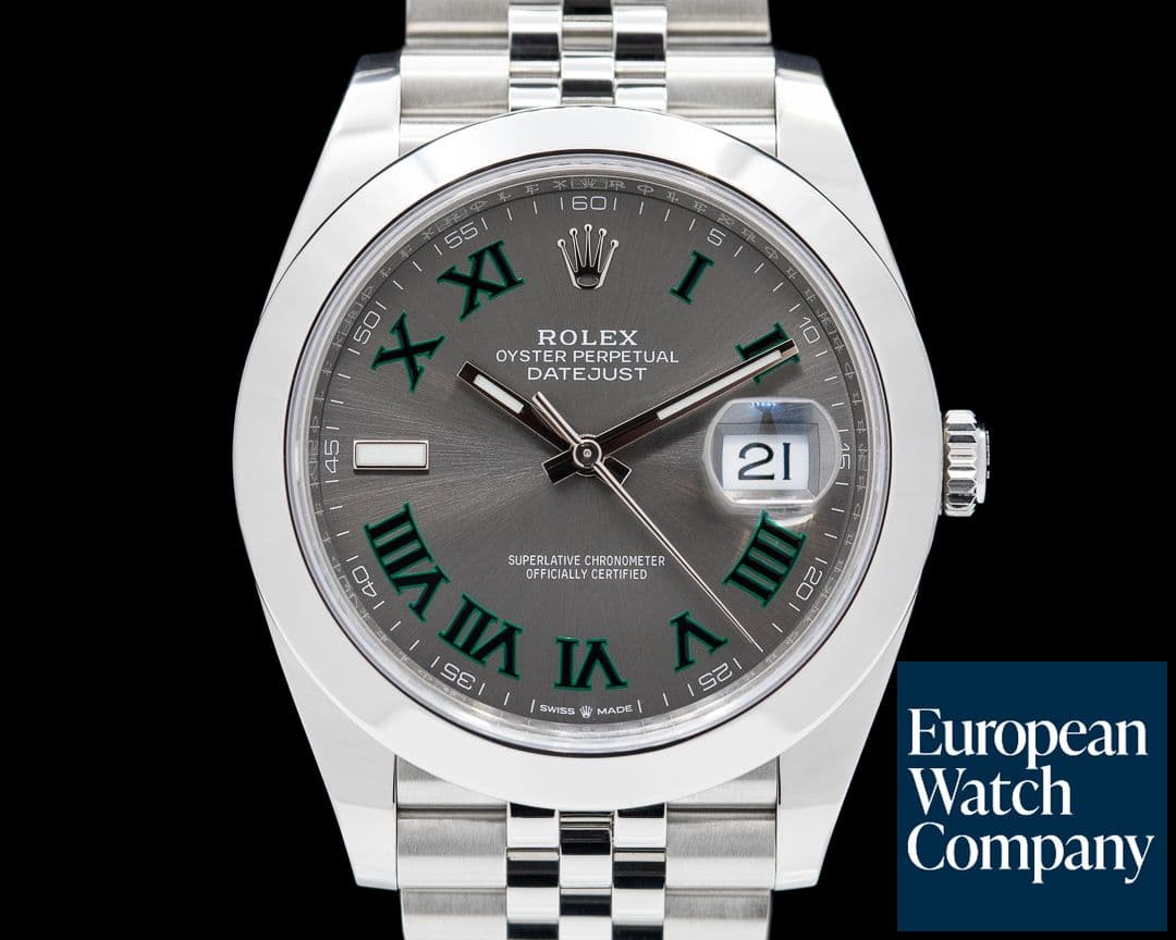 Image of Rolex Datejust 41 126300 Wimbledon Slate Roman Dial SS 2021